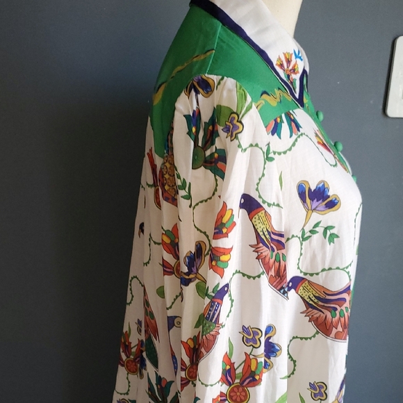 Colorful Bird  Dress/top with Green Accents - Picture 6 of 16
